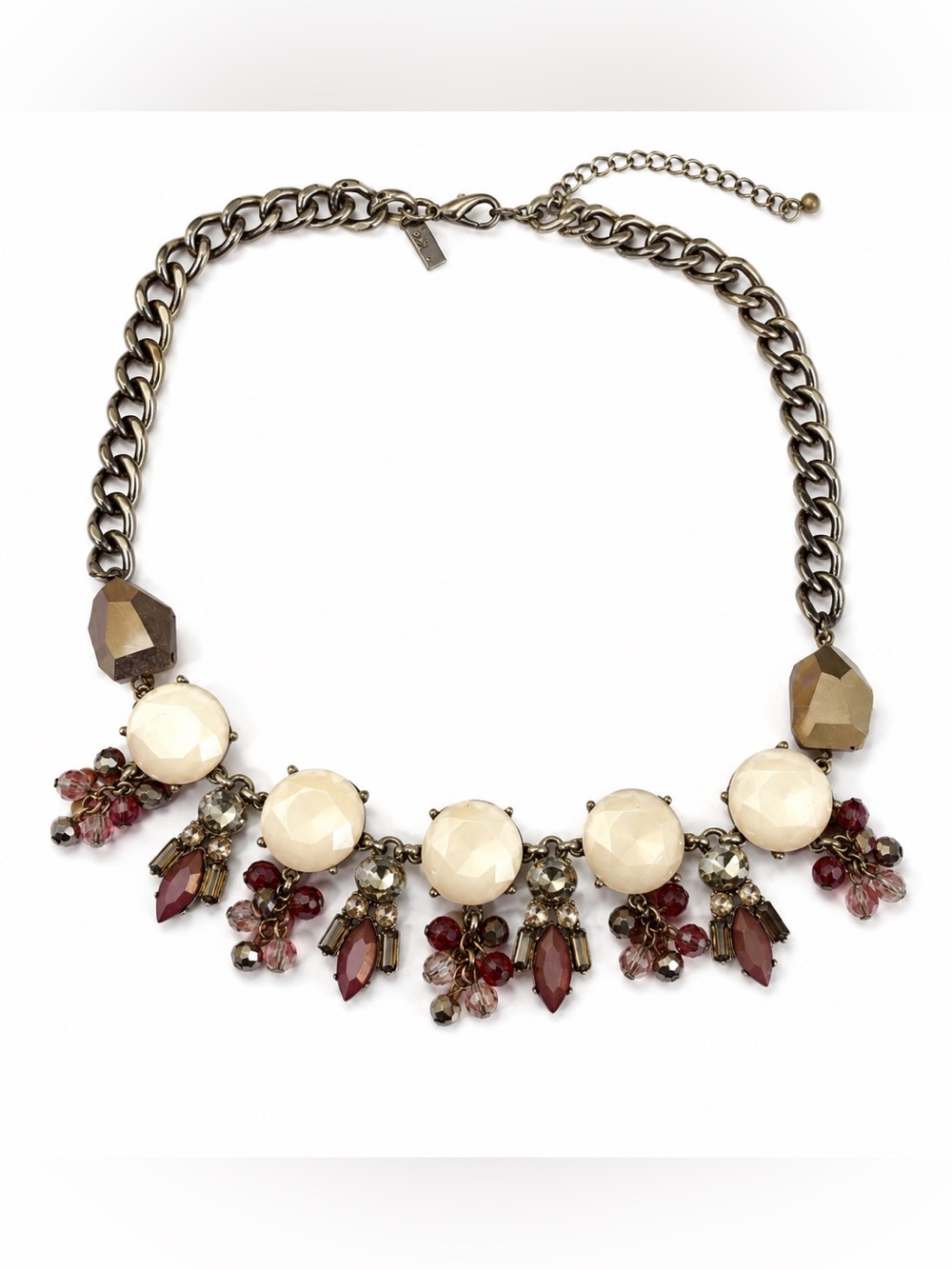 Lane Bryant Cream and Burgundy Statement Necklace